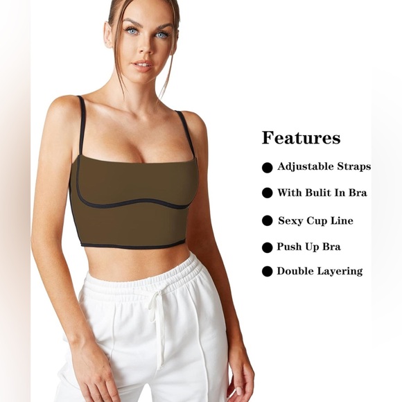 New Move With You Spaghetti Strap Square
Neck Sports Bra, Brown - Picture 3 of 8